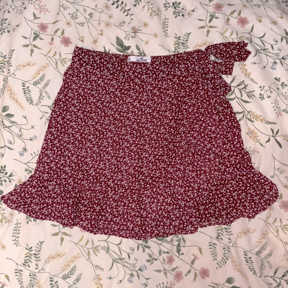 Hollister Floral Red Wrap Skirt